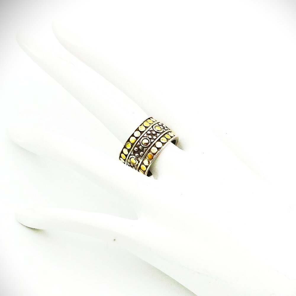 JOHN HARDY Dot Collection Sterling Silver 18K Gold Band Ring Size 7.5 - Picture 2 of 8